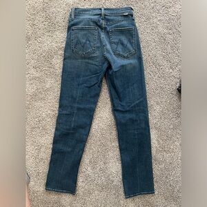 Mother denim tomcat hover high rise straight jeans in dark denim. Worn once